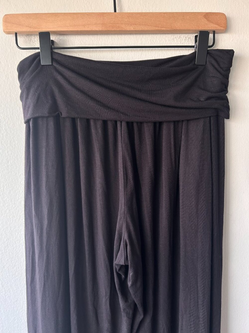 Athleta Studio Wide Leg Pant Black Foldover Waist Yoga Lounge Size S Petite - Picture 5 of 10